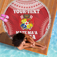 Custom Tonga Mate Maa Beach Blanket Go Champions Tongan Ngatu - Red LT14 - Polynesian Pride