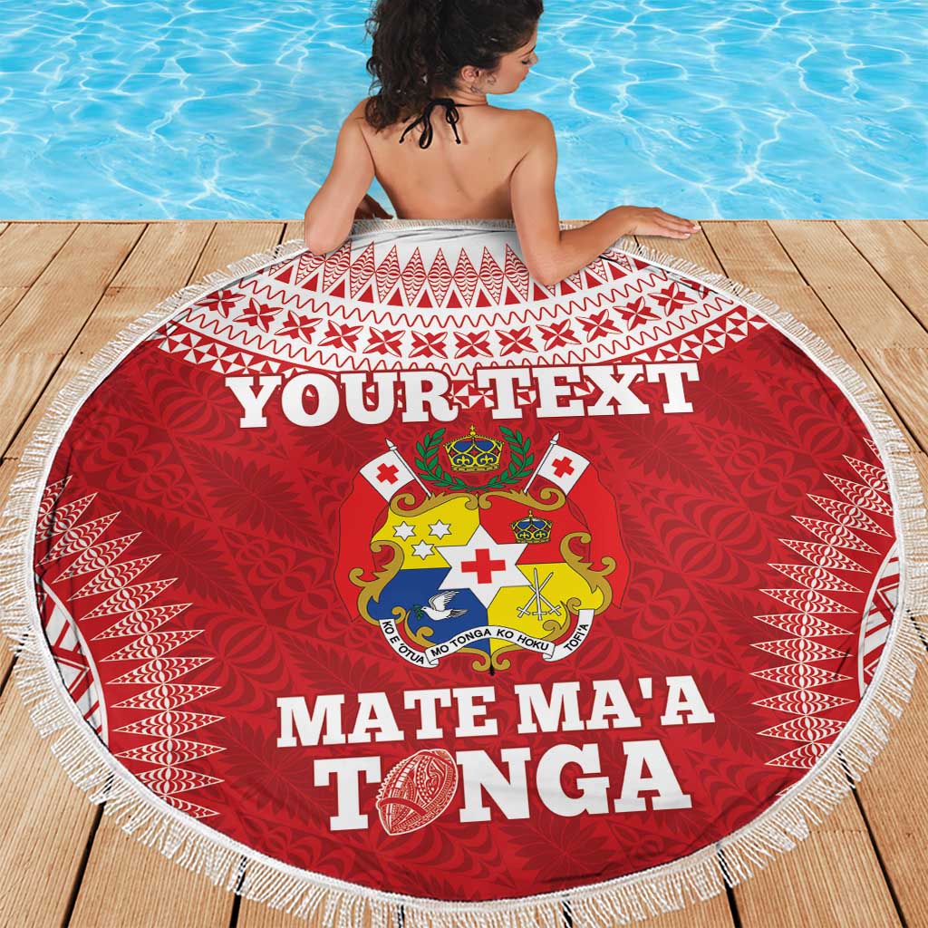 Custom Tonga Mate Maa Beach Blanket Go Champions Tongan Ngatu - Red LT14 - Polynesian Pride