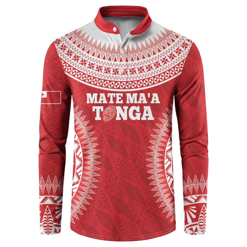 Custom Tonga Mate Maa Button Sweatshirt Go Champions Tongan Ngatu - Red LT14 Red - Polynesian Pride