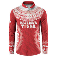 Custom Tonga Mate Maa Button Sweatshirt Go Champions Tongan Ngatu - Red LT14 Red - Polynesian Pride