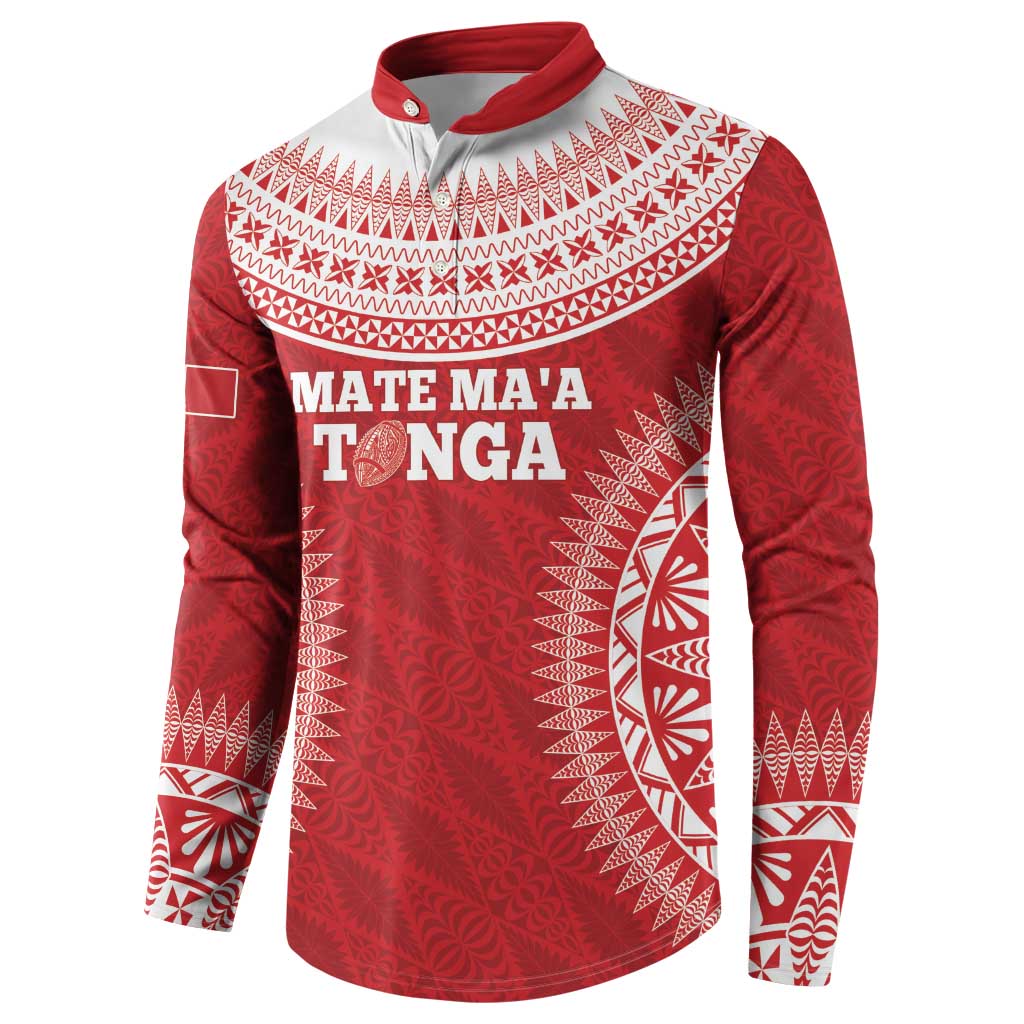 Custom Tonga Mate Maa Button Sweatshirt Go Champions Tongan Ngatu - Red LT14 - Polynesian Pride
