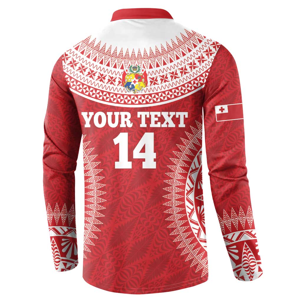 Custom Tonga Mate Maa Button Sweatshirt Go Champions Tongan Ngatu - Red LT14 - Polynesian Pride