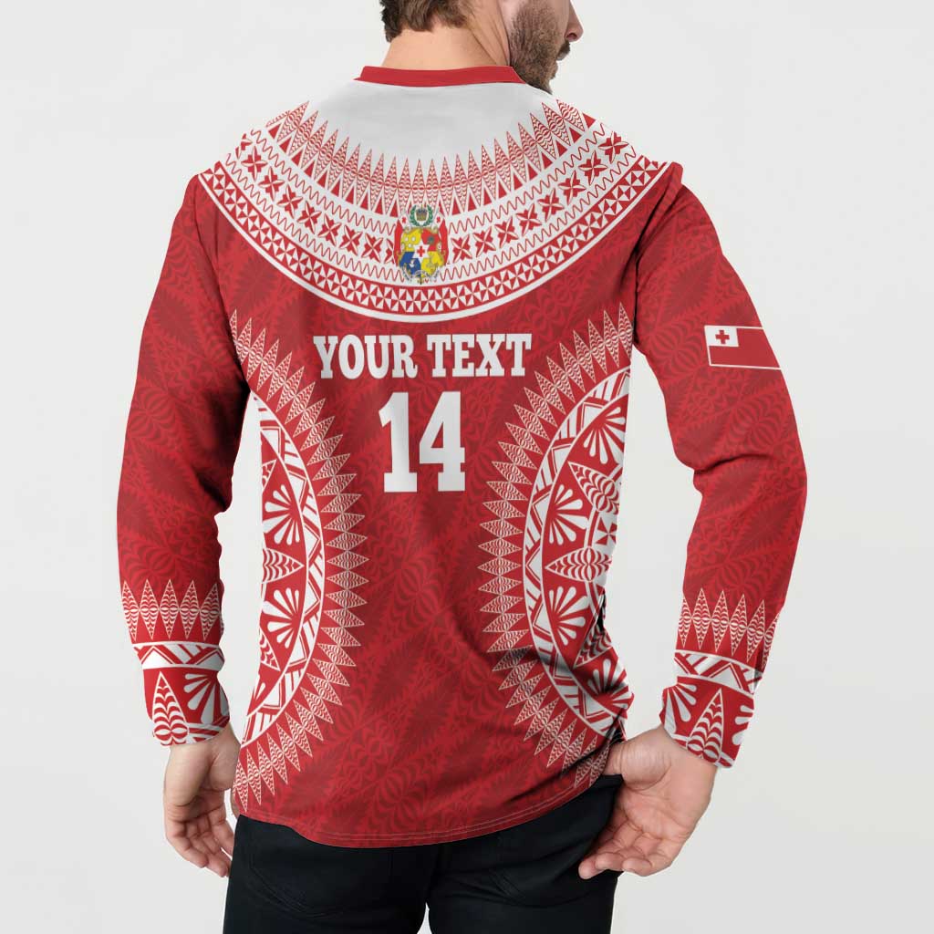 Custom Tonga Mate Maa Button Sweatshirt Go Champions Tongan Ngatu - Red LT14 - Polynesian Pride