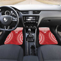 Custom Tonga Mate Maa Car Mats Go Champions Tongan Ngatu - Red LT14 Set 2pcs - Front Red - Polynesian Pride
