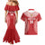 Custom Tonga Mate Maa Couples Matching Mermaid Dress and Hawaiian Shirt Go Champions Tongan Ngatu - Red