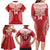 Custom Tonga Mate Maa Family Matching Long Sleeve Bodycon Dress and Hawaiian Shirt Go Champions Tongan Ngatu - Red