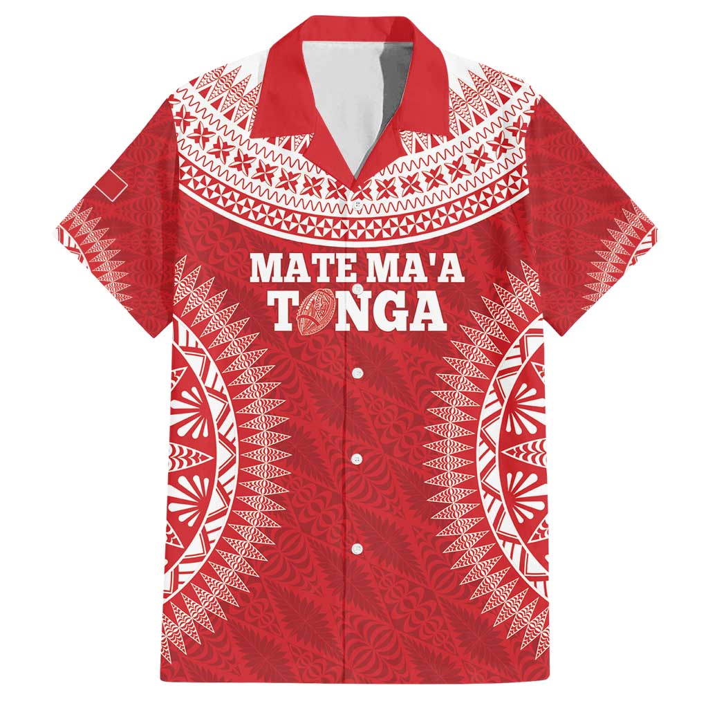 Custom Tonga Mate Maa Family Matching Summer Maxi Dress and Hawaiian Shirt Go Champions Tongan Ngatu - Red