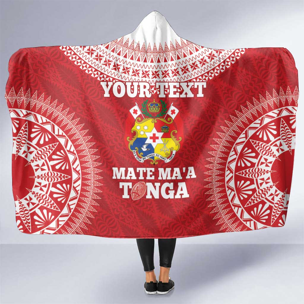 Custom Tonga Mate Maa Hooded Blanket Go Champions Tongan Ngatu - Red LT14 One Size Red - Polynesian Pride