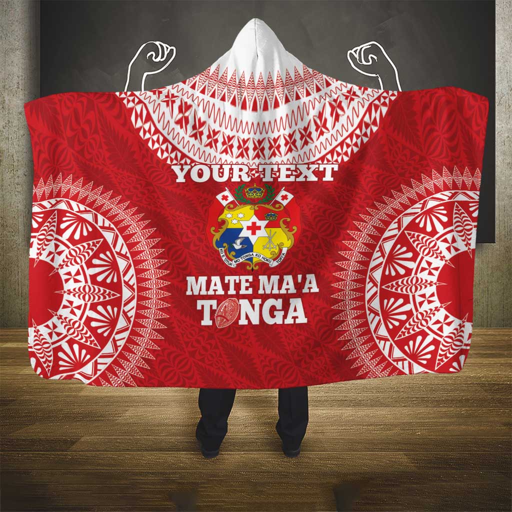 Custom Tonga Mate Maa Hooded Blanket Go Champions Tongan Ngatu - Red LT14 - Polynesian Pride