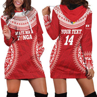 Custom Tonga Mate Maa Hoodie Dress Go Champions Tongan Ngatu - Red LT14 - Polynesian Pride