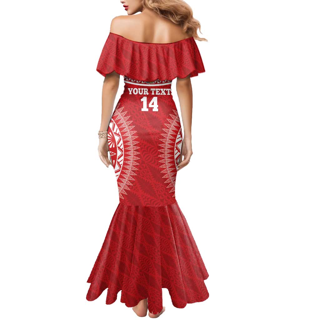 Custom Tonga Mate Maa Mermaid Dress Go Champions Tongan Ngatu - Red