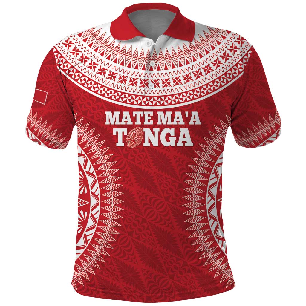 Custom Tonga Mate Maa Polo Shirt Go Champions Tongan Ngatu - Red