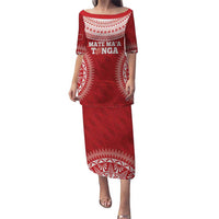 Custom Tonga Mate Maa Puletasi Go Champions Tongan Ngatu - Red LT14 Long Dress Red - Polynesian Pride