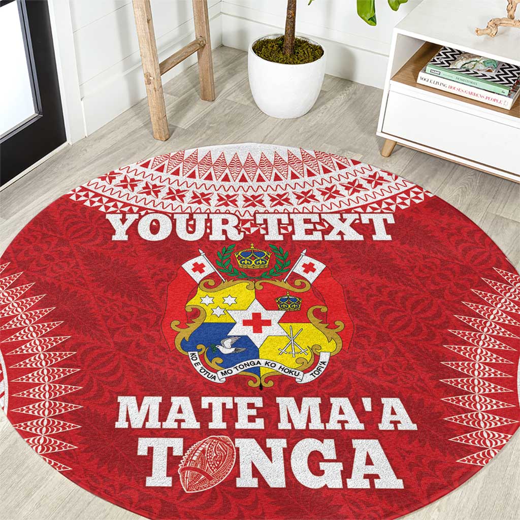 Custom Tonga Mate Maa Round Carpet Go Champions Tongan Ngatu - Red