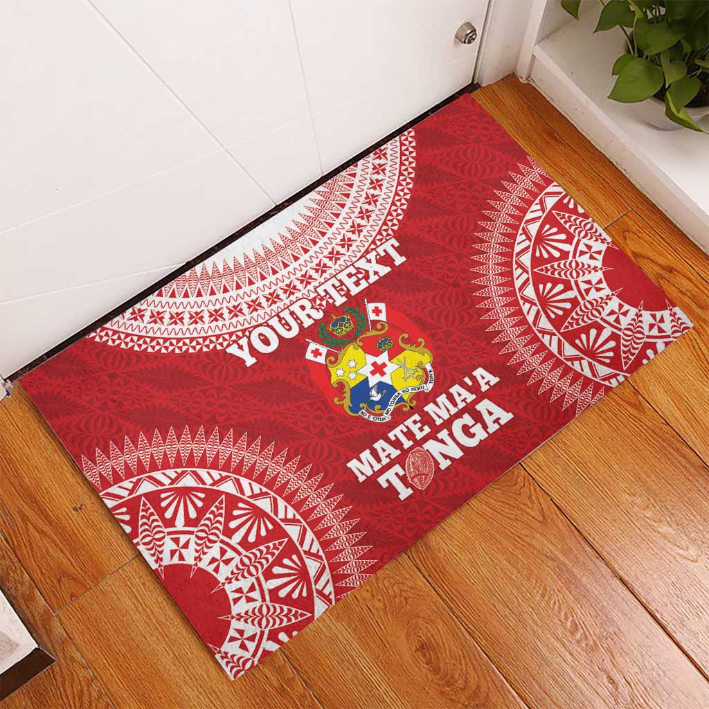 Custom Tonga Mate Maa Rubber Doormat Go Champions Tongan Ngatu - Red LT14 - Polynesian Pride