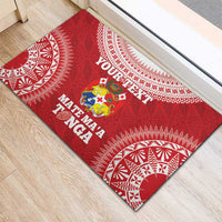 Custom Tonga Mate Maa Rubber Doormat Go Champions Tongan Ngatu - Red LT14 - Polynesian Pride