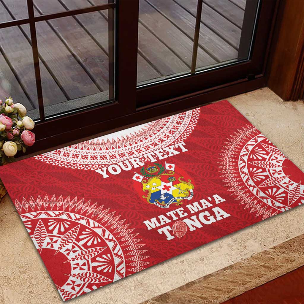 Custom Tonga Mate Maa Rubber Doormat Go Champions Tongan Ngatu - Red LT14 - Polynesian Pride