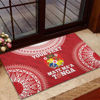Custom Tonga Mate Maa Rubber Doormat Go Champions Tongan Ngatu - Red LT14 - Polynesian Pride