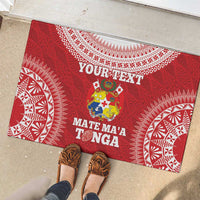 Custom Tonga Mate Maa Rubber Doormat Go Champions Tongan Ngatu - Red LT14 - Polynesian Pride