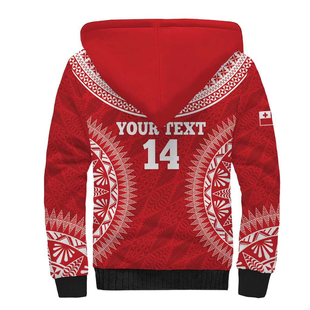 Custom Tonga Mate Maa Sherpa Hoodie Go Champions Tongan Ngatu - Red LT14 - Polynesian Pride