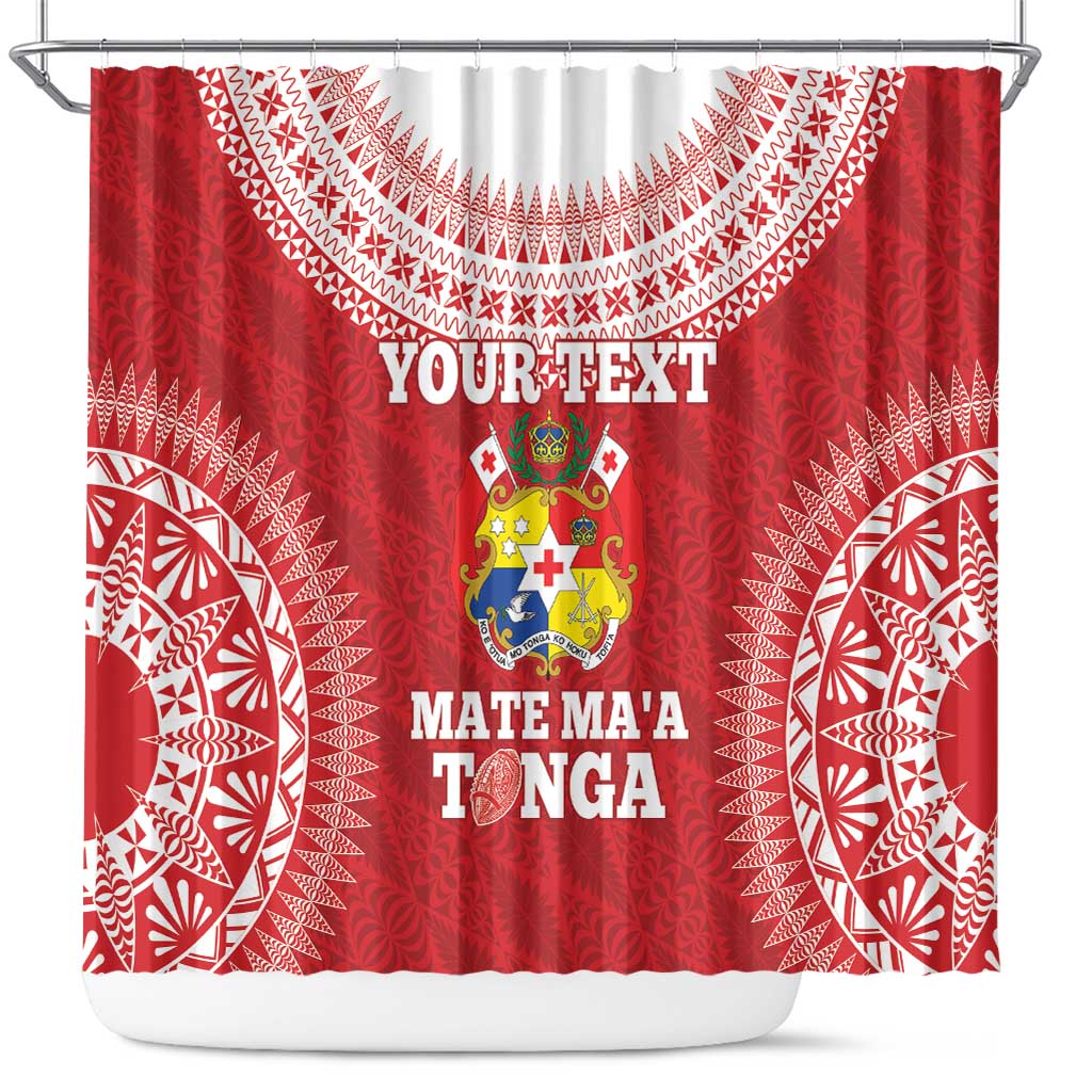 Custom Tonga Mate Maa Shower Curtain Go Champions Tongan Ngatu - Red