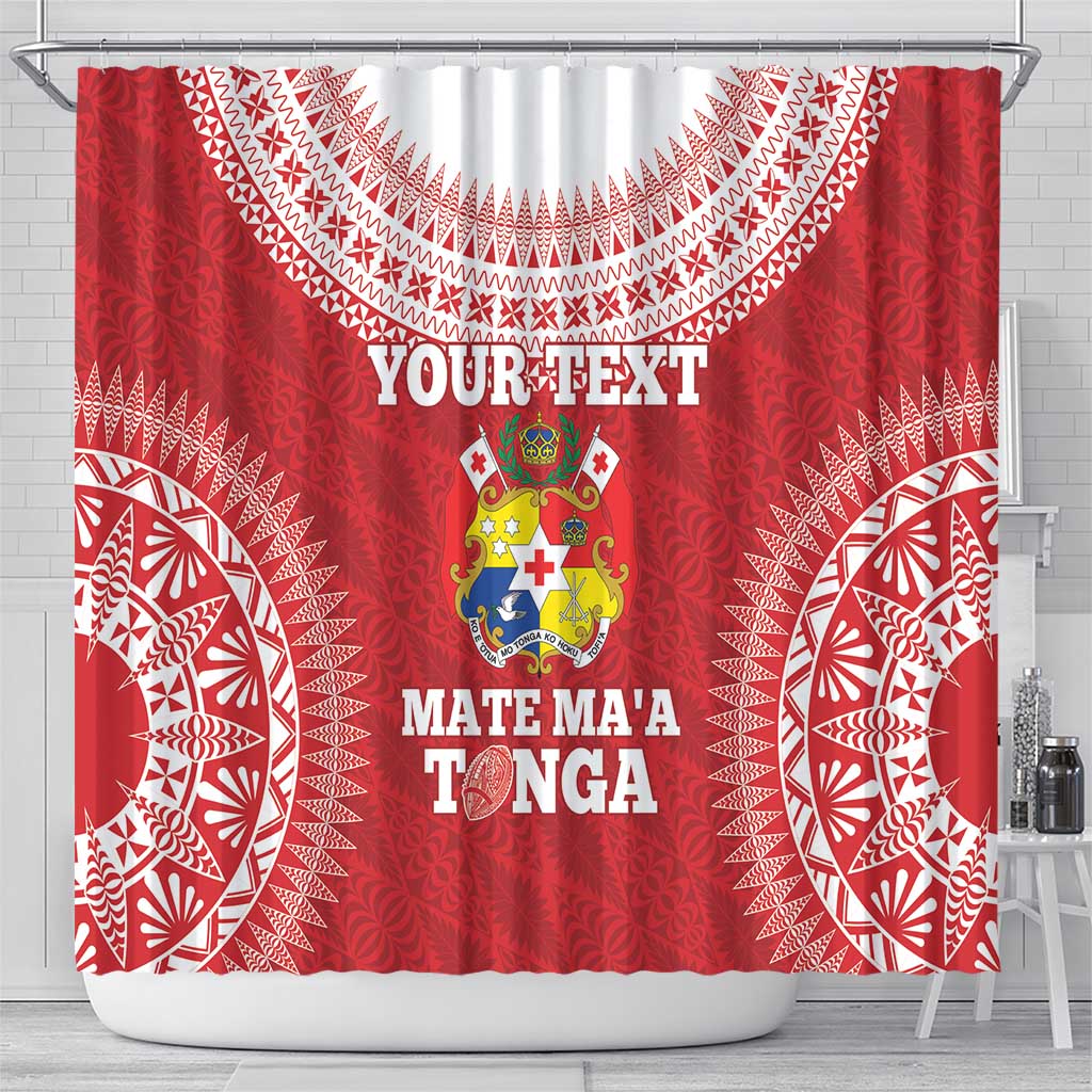 Custom Tonga Mate Maa Shower Curtain Go Champions Tongan Ngatu - Red