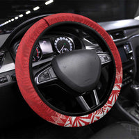Tonga Mate Maa Steering Wheel Cover Go Champions Tongan Ngatu - Red LT14 Universal Fit Red - Polynesian Pride