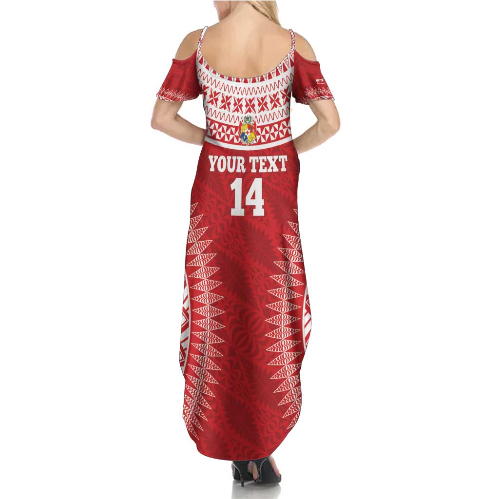Custom Tonga Mate Maa Summer Maxi Dress Go Champions Tongan Ngatu - Red LT14 - Polynesian Pride
