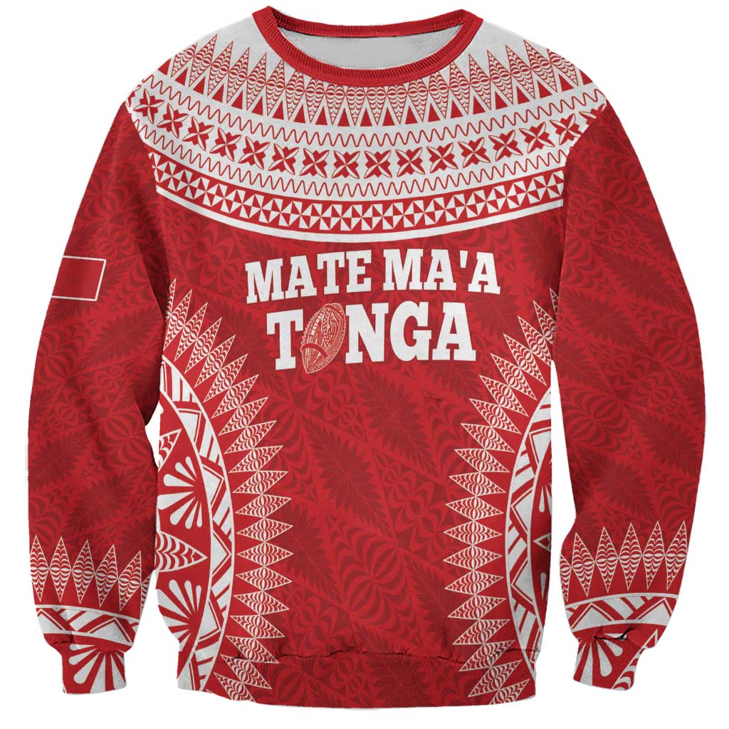 Custom Tonga Mate Maa Sweatshirt Go Champions Tongan Ngatu - Red LT14 Unisex Red - Polynesian Pride