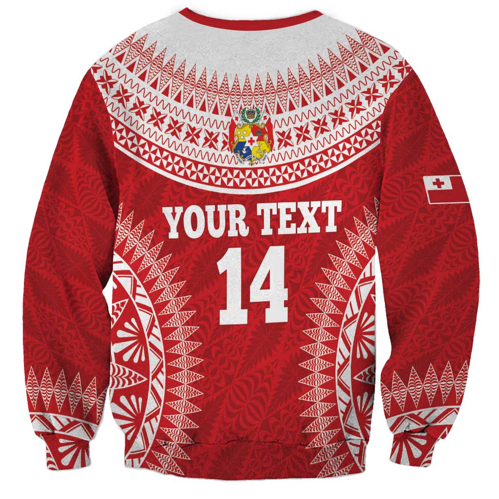 Custom Tonga Mate Maa Sweatshirt Go Champions Tongan Ngatu - Red LT14 - Polynesian Pride