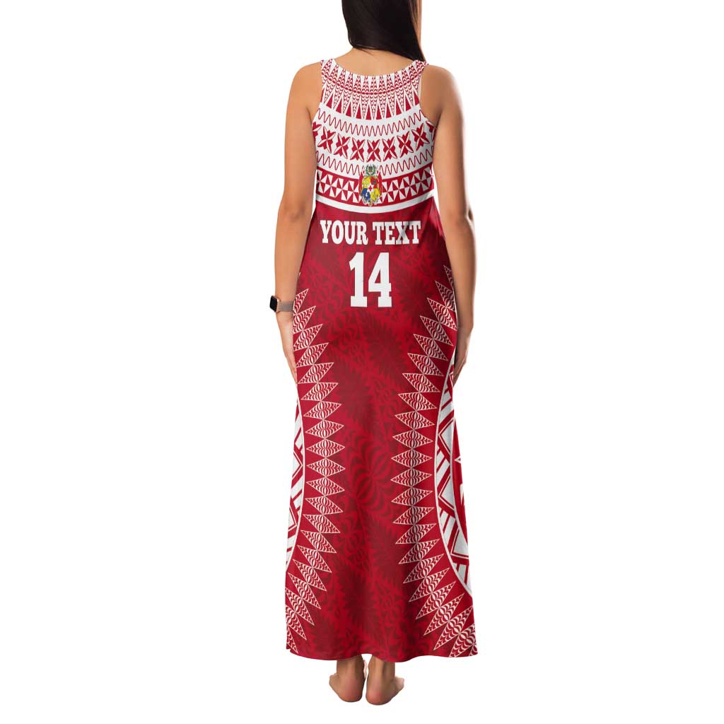 Custom Tonga Mate Maa Tank Maxi Dress Go Champions Tongan Ngatu - Red LT14 - Polynesian Pride