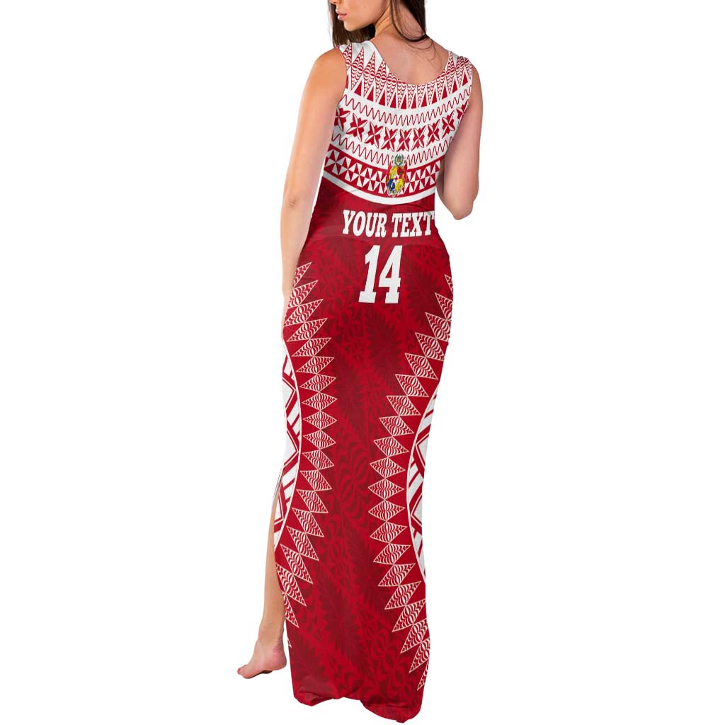 Custom Tonga Mate Maa Tank Maxi Dress Go Champions Tongan Ngatu - Red LT14 - Polynesian Pride