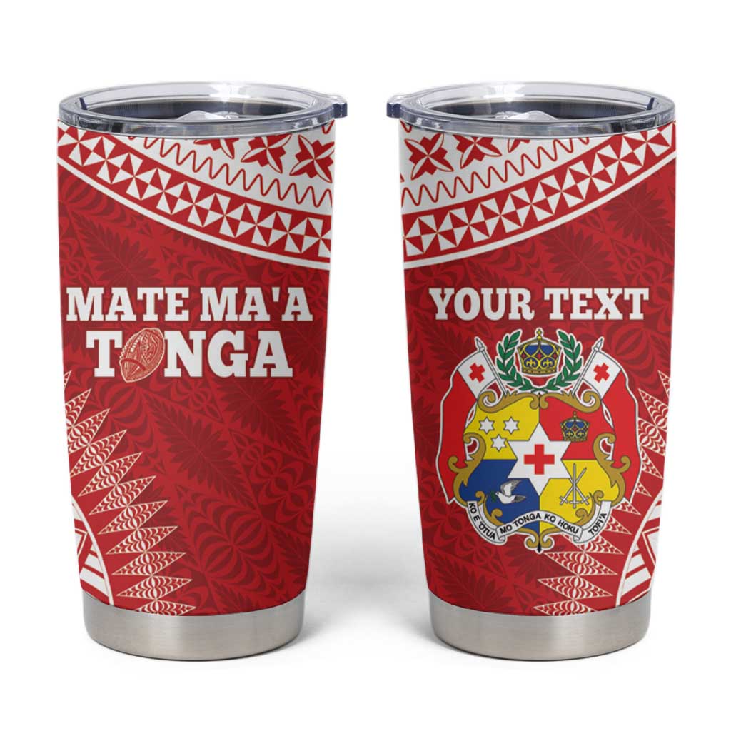 Personalised Tonga Mate Maa Tumbler Cup Go Champions Tongan Ngatu - Red LT14 Red - Polynesian Pride