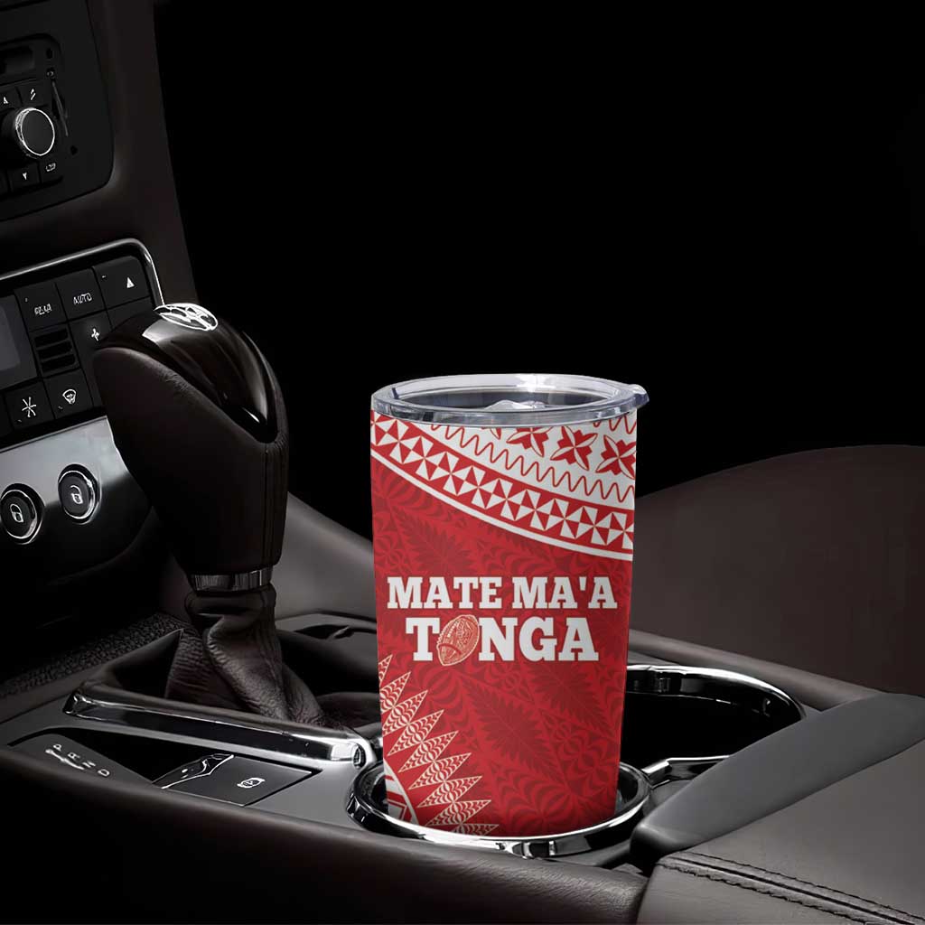 Personalised Tonga Mate Maa Tumbler Cup Go Champions Tongan Ngatu - Red