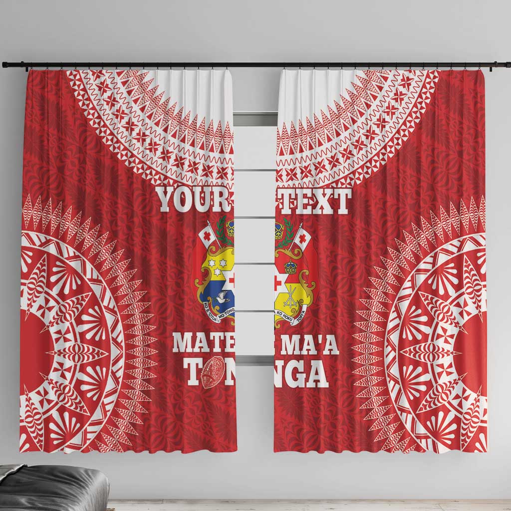 Custom Tonga Mate Maa Window Curtain Go Champions Tongan Ngatu - Red LT14 With Hooks Red - Polynesian Pride