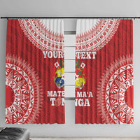 Custom Tonga Mate Maa Window Curtain Go Champions Tongan Ngatu - Red LT14 With Hooks Red - Polynesian Pride