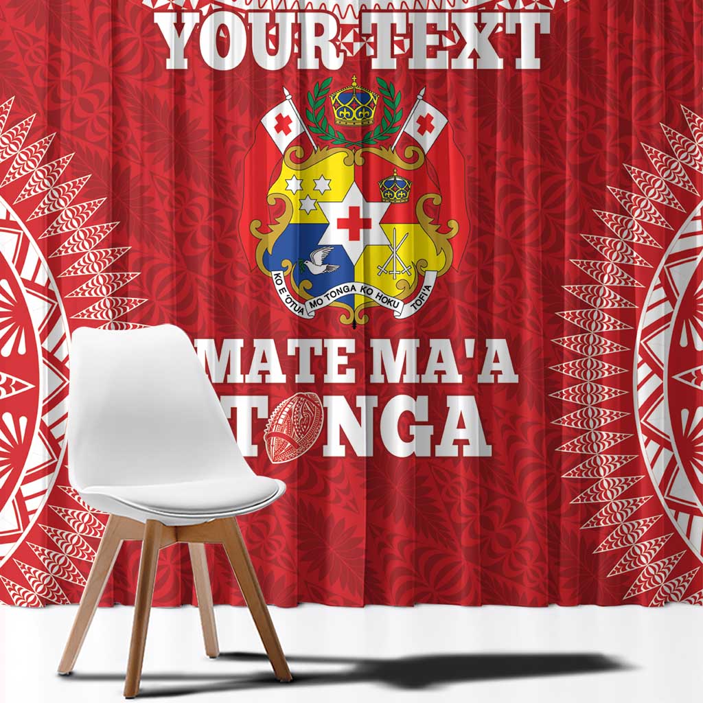 Custom Tonga Mate Maa Window Curtain Go Champions Tongan Ngatu - Red LT14 - Polynesian Pride