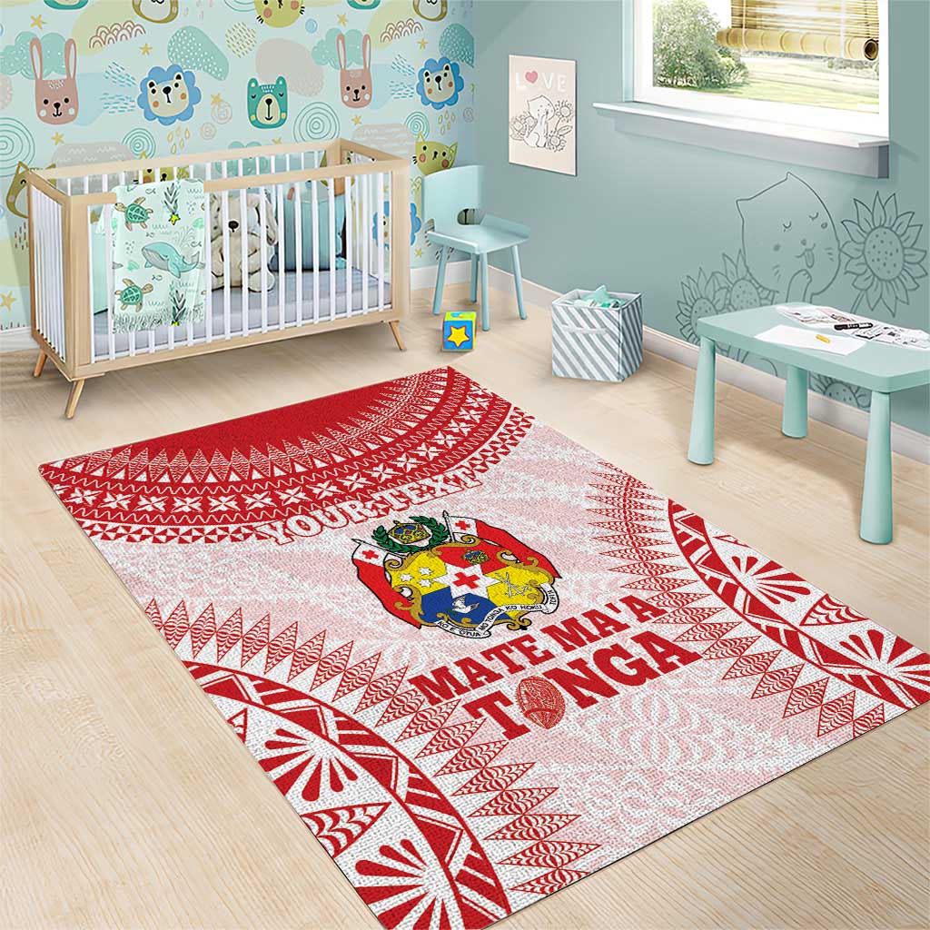 Custom Tonga Mate Maa Area Rug Go Champions Tongan Ngatu - White