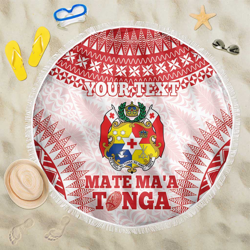 Custom Tonga Mate Maa Beach Blanket Go Champions Tongan Ngatu - White LT14 One Size 150cm White - Polynesian Pride