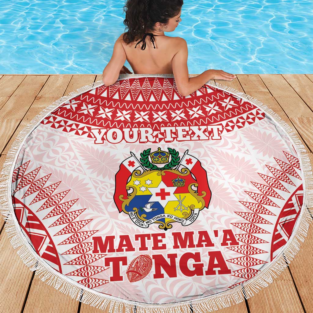 Custom Tonga Mate Maa Beach Blanket Go Champions Tongan Ngatu - White LT14 - Polynesian Pride