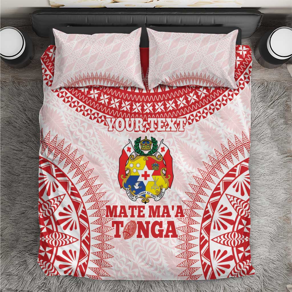 Custom Tonga Mate Maa Bedding Set Go Champions Tongan Ngatu - White