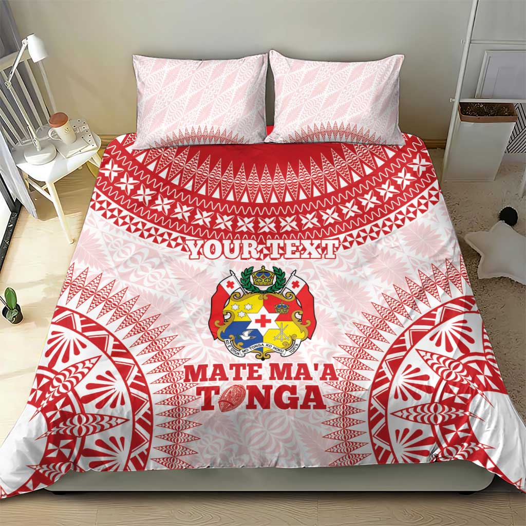 Custom Tonga Mate Maa Bedding Set Go Champions Tongan Ngatu - White