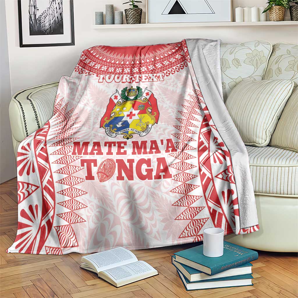 Custom Tonga Mate Maa Blanket Go Champions Tongan Ngatu - White