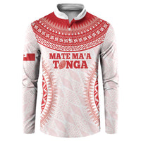 Custom Tonga Mate Maa Button Sweatshirt Go Champions Tongan Ngatu - White LT14 White - Polynesian Pride