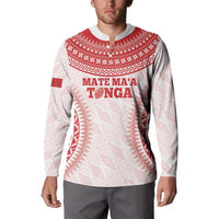 Custom Tonga Mate Maa Button Sweatshirt Go Champions Tongan Ngatu - White LT14 - Polynesian Pride
