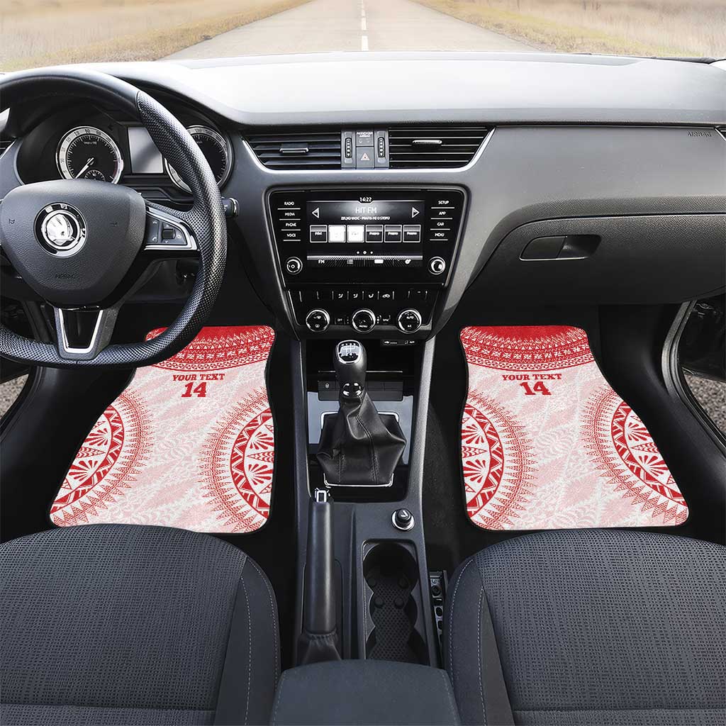 Custom Tonga Mate Maa Car Mats Go Champions Tongan Ngatu - White LT14 Set 2pcs - Front White - Polynesian Pride