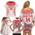 Custom Tonga Mate Maa Family Matching Off Shoulder Short Dress and Hawaiian Shirt Go Champions Tongan Ngatu - White