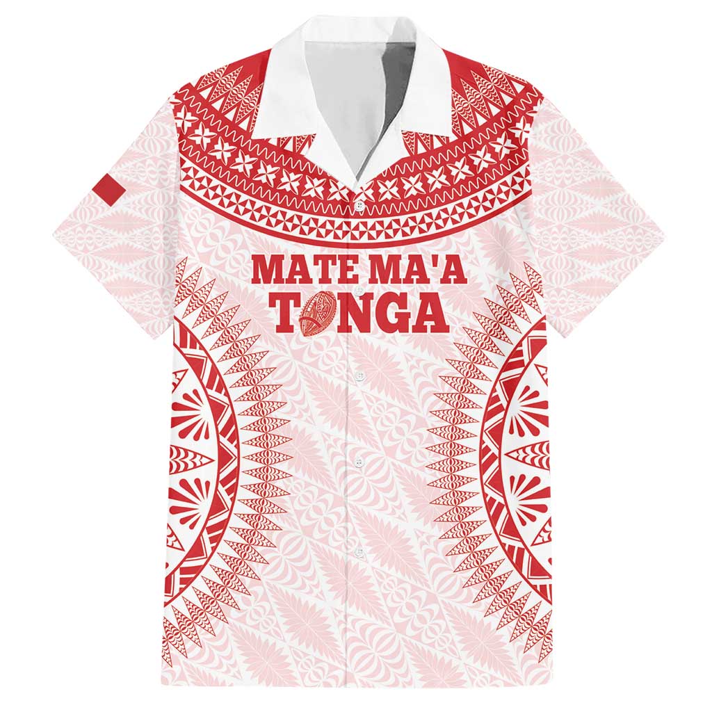 Custom Tonga Mate Maa Family Matching Short Sleeve Bodycon Dress and Hawaiian Shirt Go Champions Tongan Ngatu - White