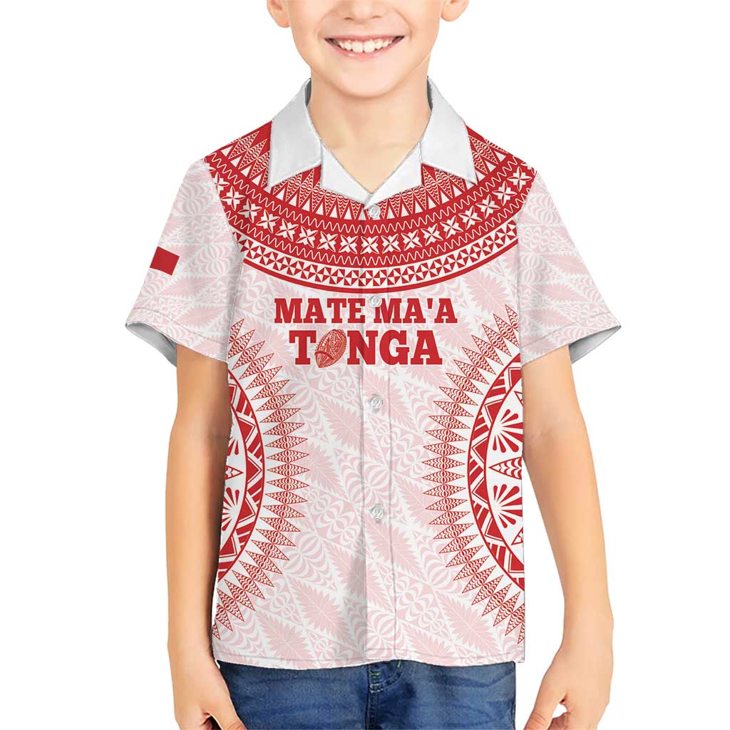 Custom Tonga Mate Maa Family Matching Short Sleeve Bodycon Dress and Hawaiian Shirt Go Champions Tongan Ngatu - White