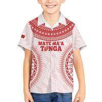 Custom Tonga Mate Maa Family Matching Short Sleeve Bodycon Dress and Hawaiian Shirt Go Champions Tongan Ngatu - White